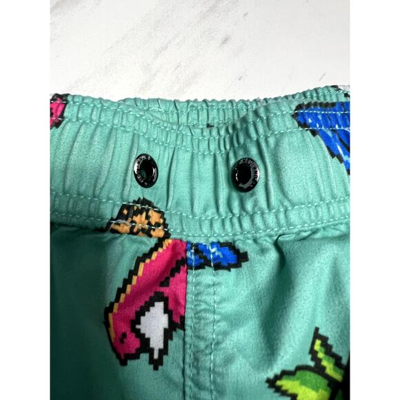 Maui and Sons Pixel Art Sharks Palm Trees Cartoon Swim Trunks Pineapple 34 Ombre - Picture 3 of 9